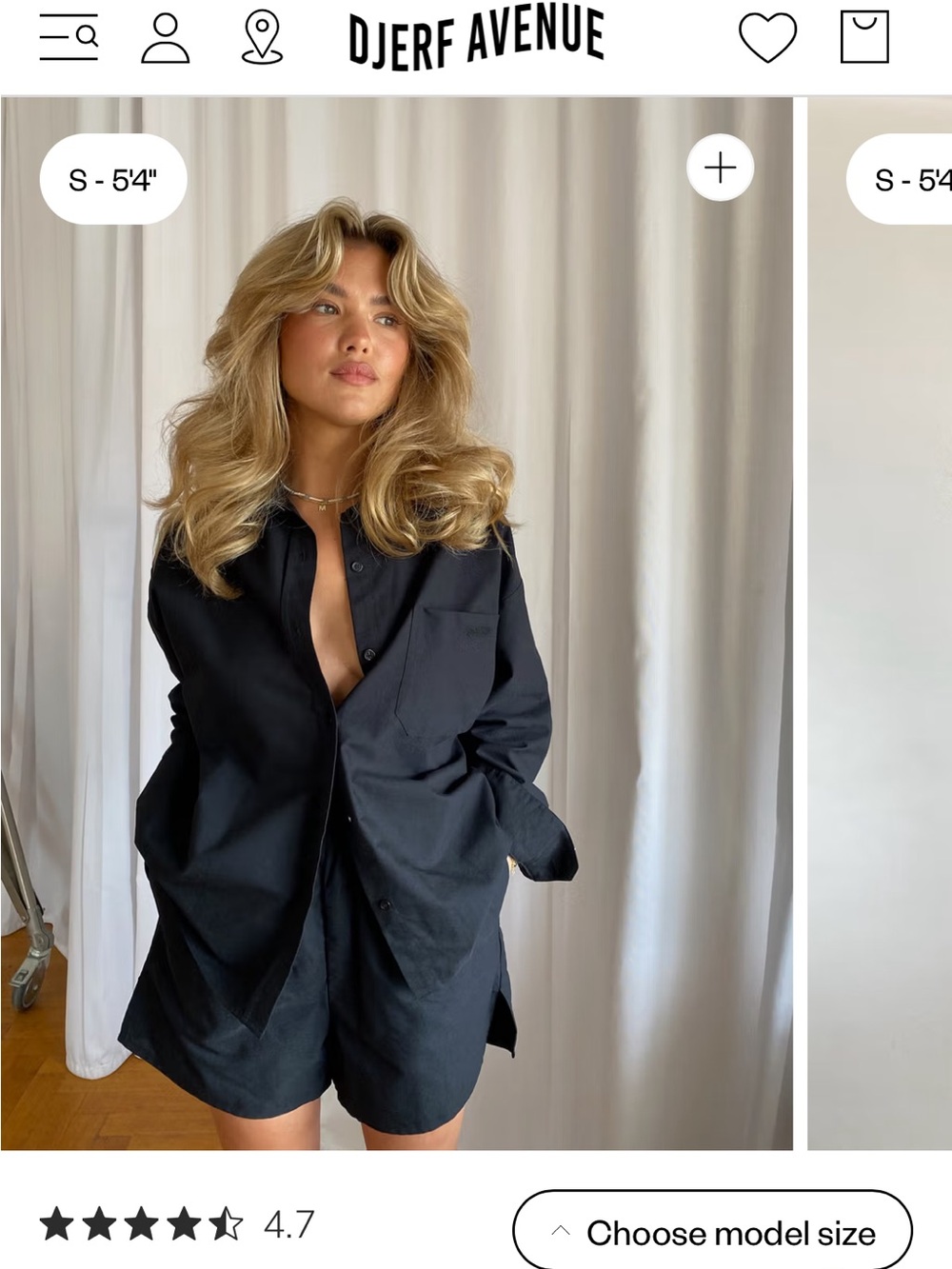 Djerf Avenue Black Oversized Button-Up Shirt Jacket
